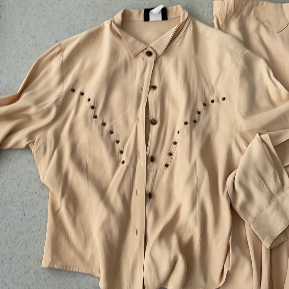 Western dress shirt and long skirt